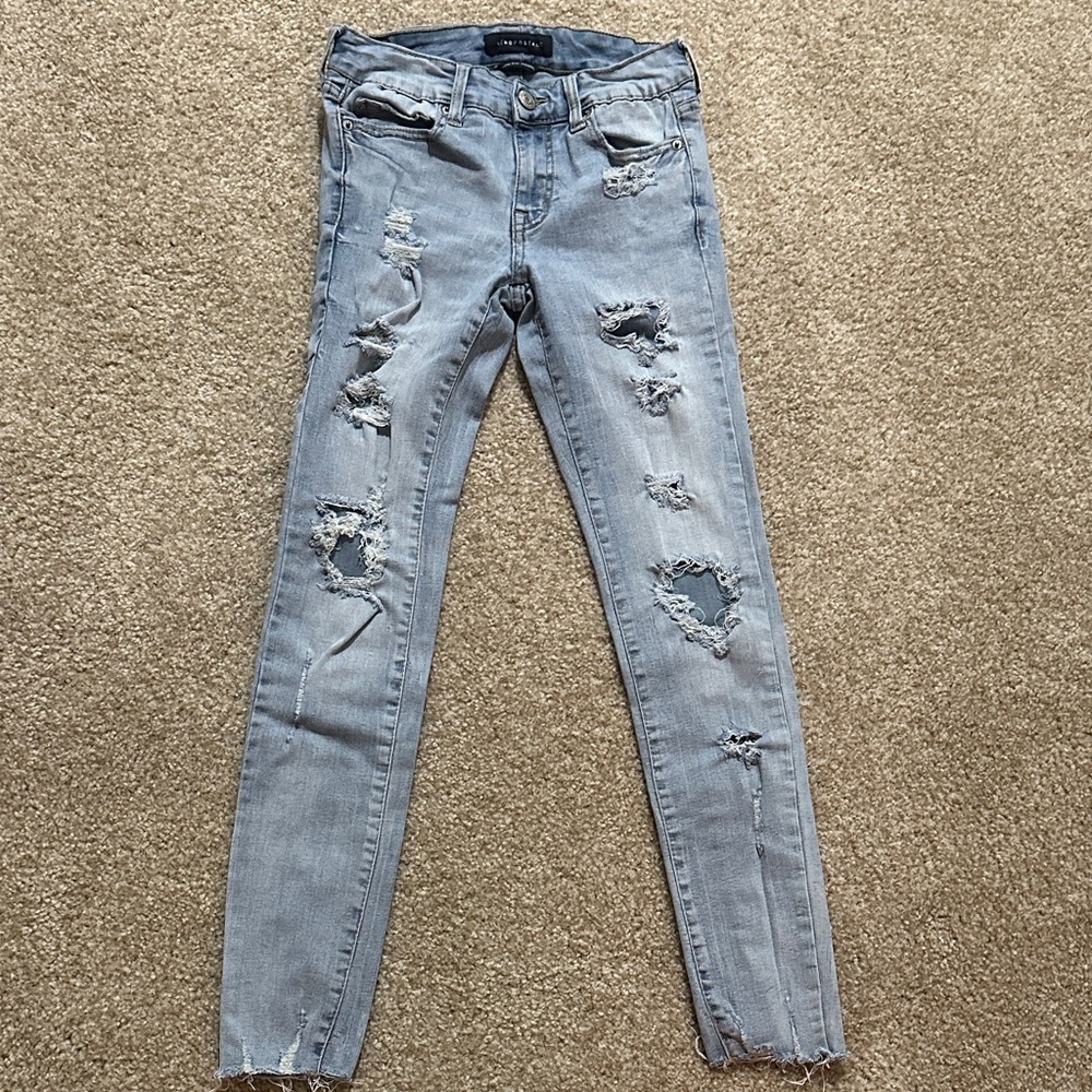 Aeropostale Light Blue Distressed Skinny Jeans